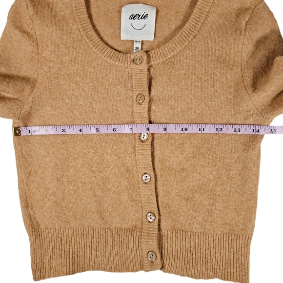 Aerie Wool Blend Button Up Sweater, Peachy Orange, XS - Picture 8 of 11
